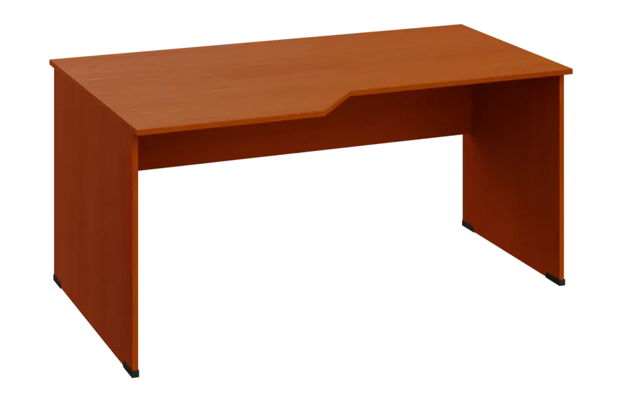 EZL 28 - 166 stůl kancelářský, rohový, levý, dřevěná podnož, deska 25 mm, široký 1600 mm, třešeň šumavská